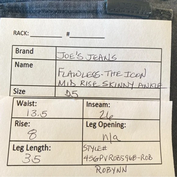 JOE'S JEANS Flawless - The Icon Mid Rise Skinny Ankle Robynn, size 25 - Picture 9 of 13